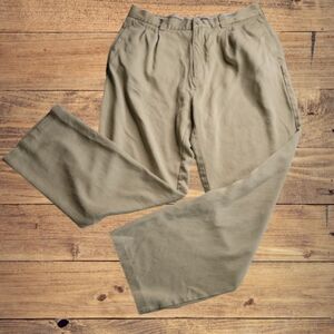 Tommy Bahama Mens Beige Tan 100% Silk Pleated Pants 34x30